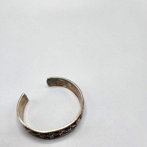 Sterling Silver Cuff Bracelet Mexico 925 Stamp 26.17gm Half Moon Pattern - Picture 3 of 11